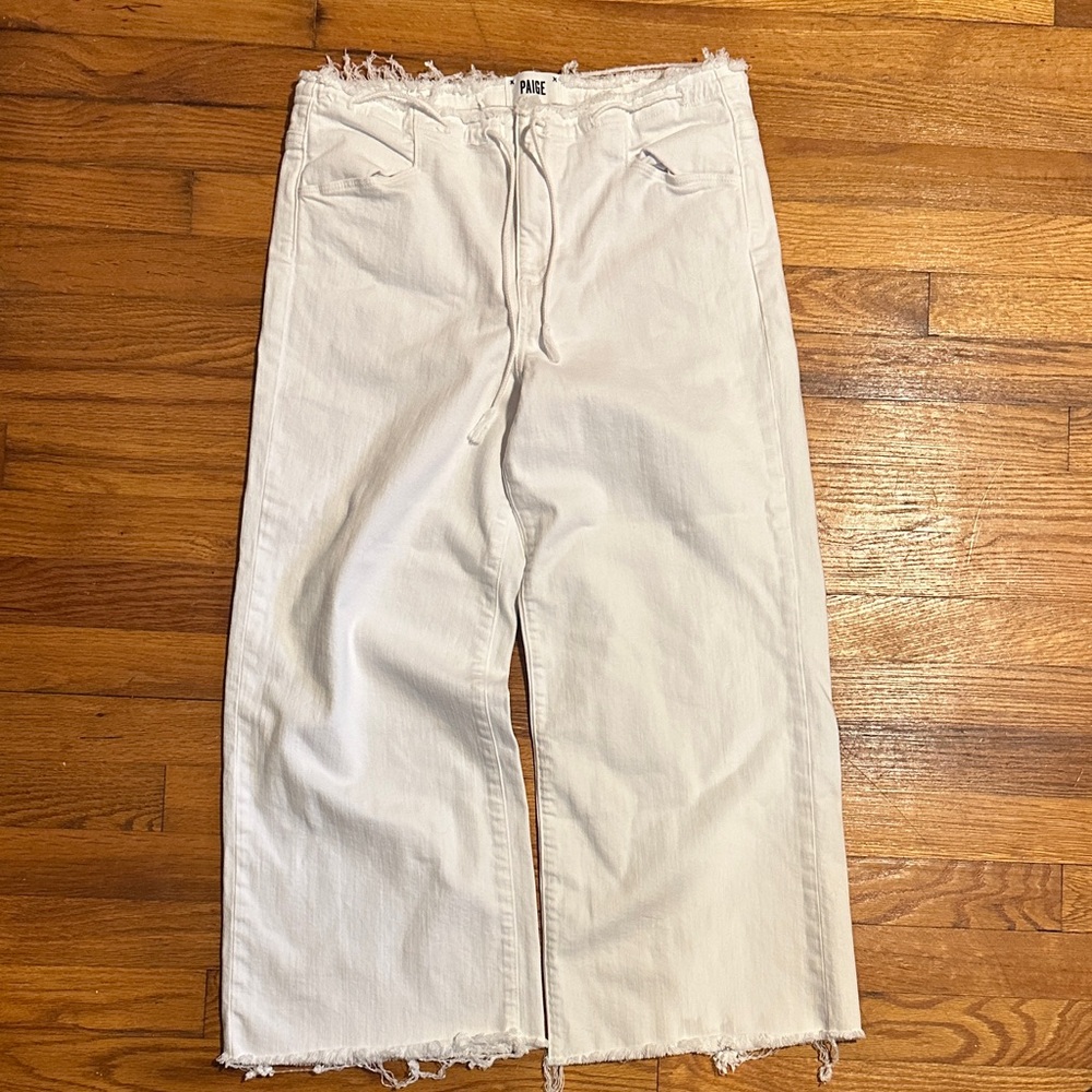 PAIGE White Frayed Hem Jeans